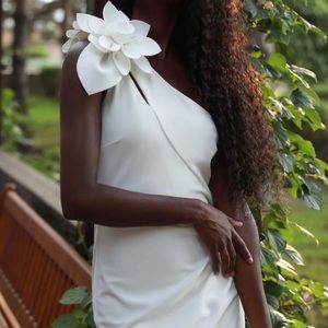 One shoulder flower detail dress